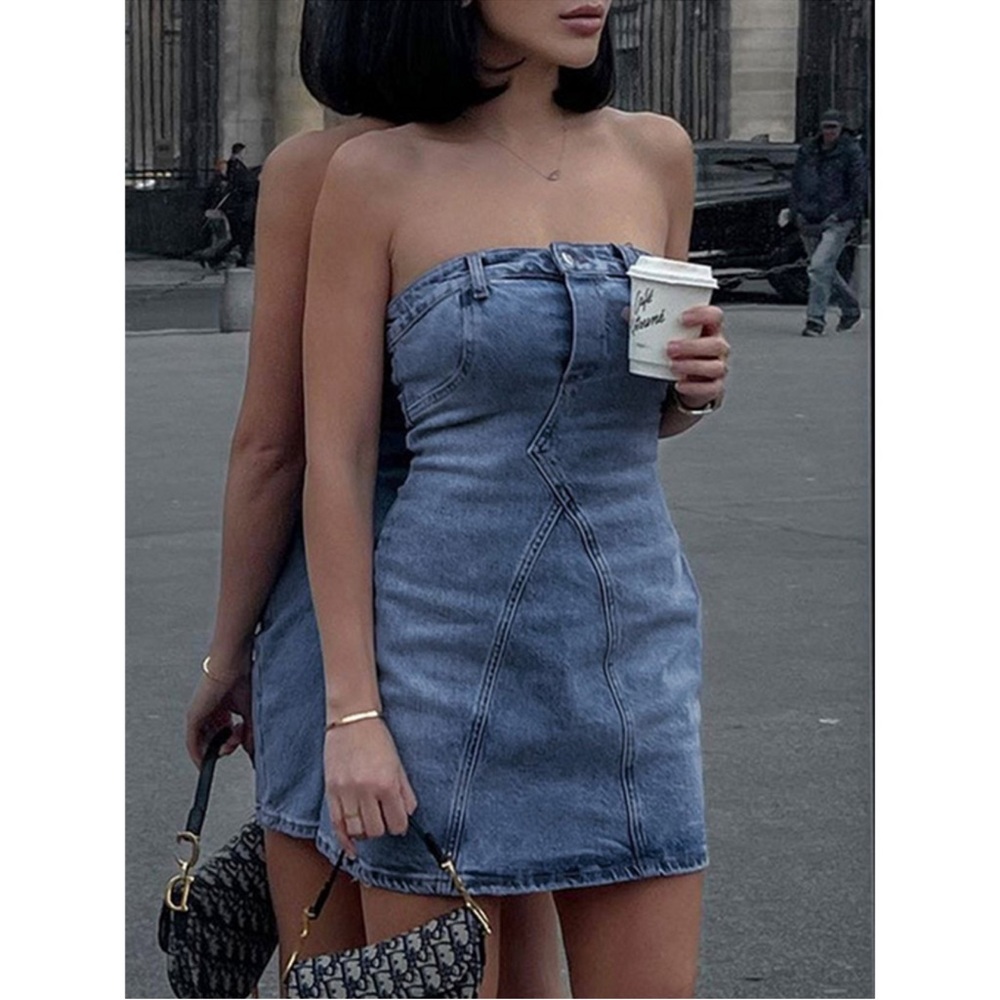 Zara Strapless Blue jeans, Denim Dress